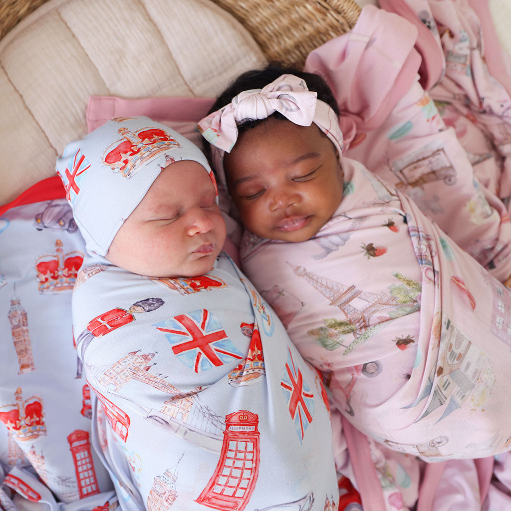 Posh London Swaddle Beanie Set