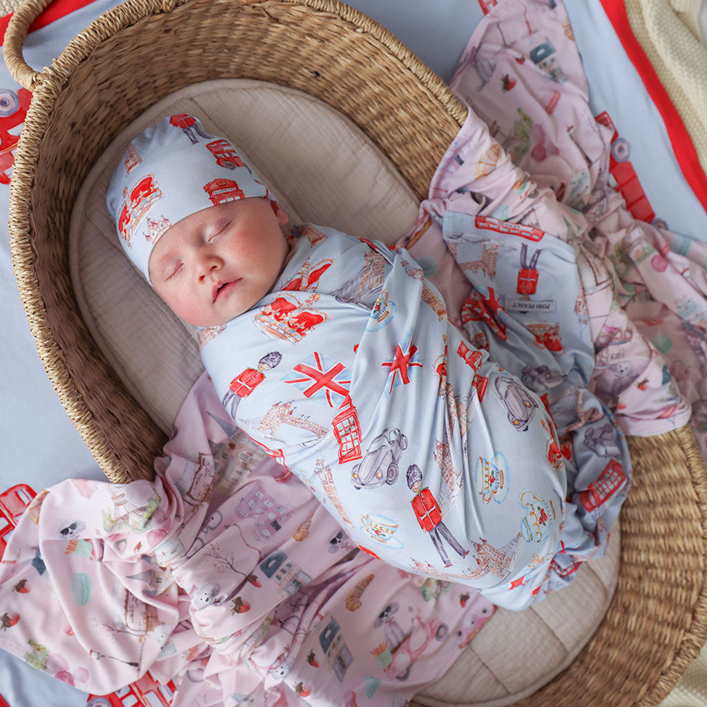 Posh London Swaddle Beanie Set