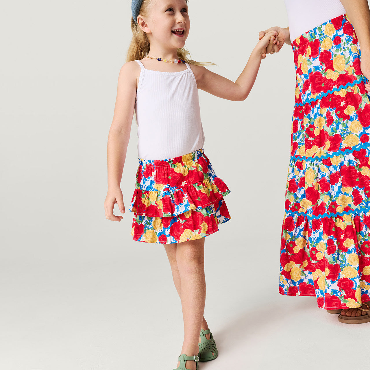 Valentina Bamboo Challis Tiered Ruffled Skirt