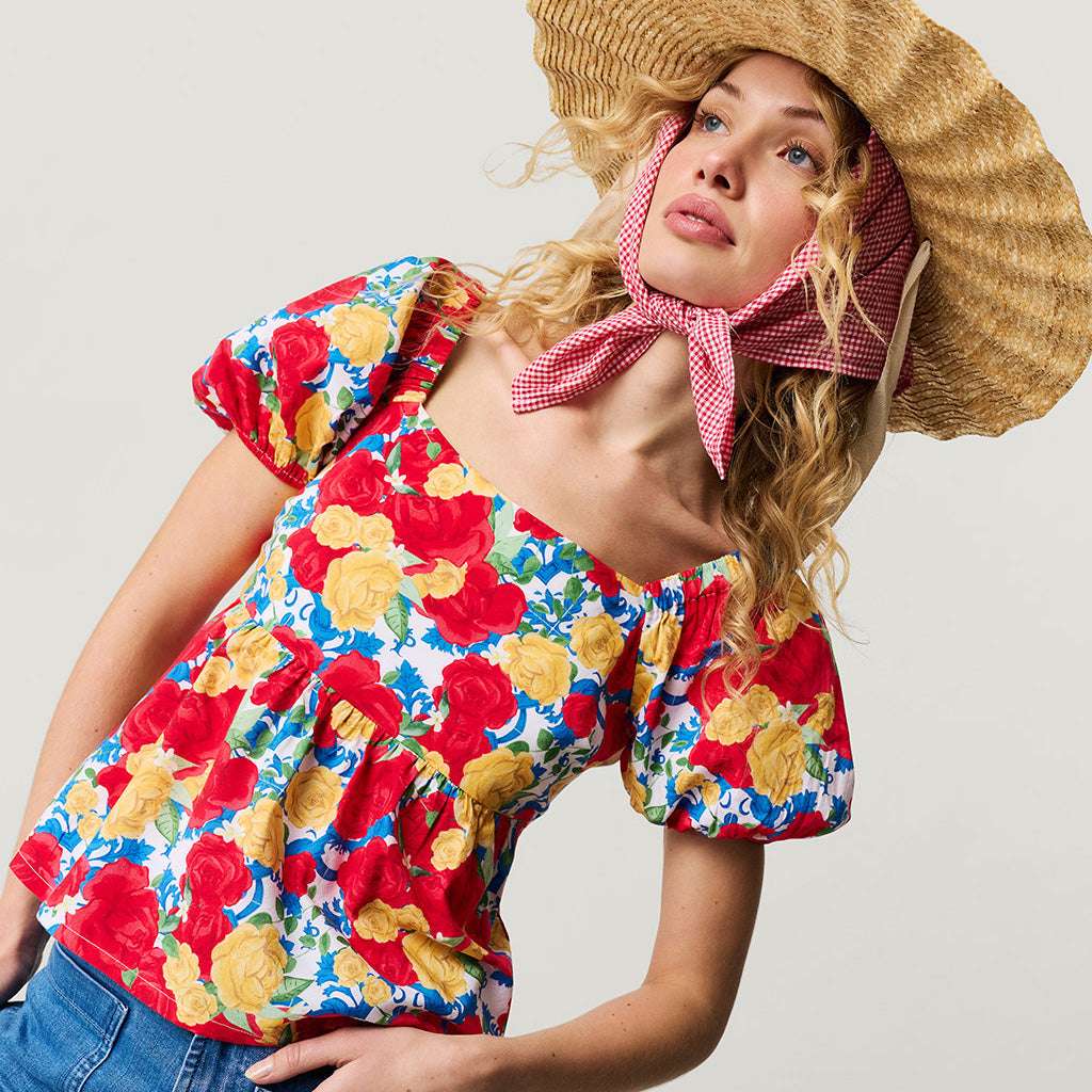 Valentina Women's Bamboo Challis Babydoll Top