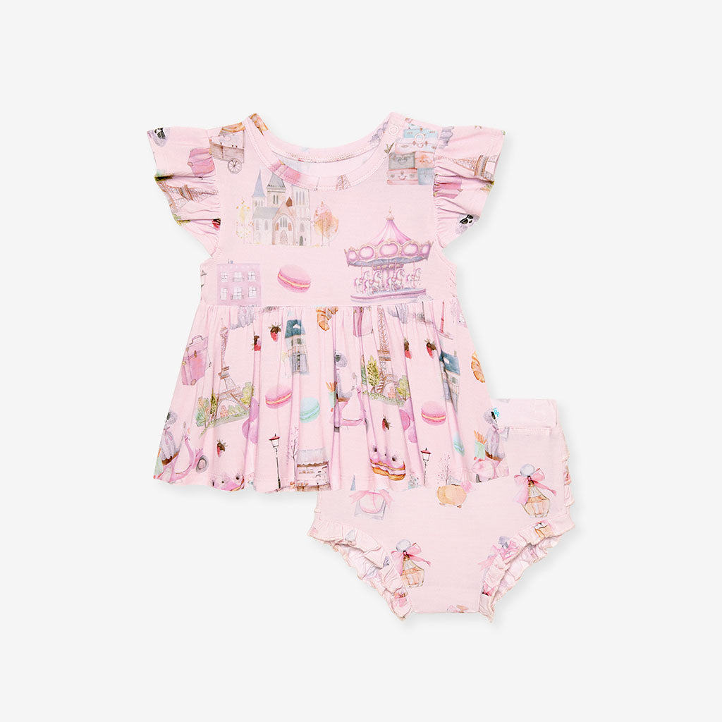 Posh Paris Peplum Ruffled Bummie Set