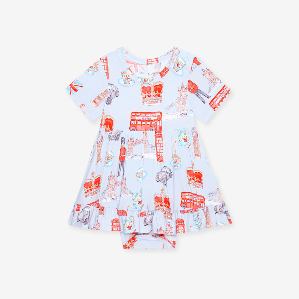 Posh London Ruffled Twirl Bodysuit Dress