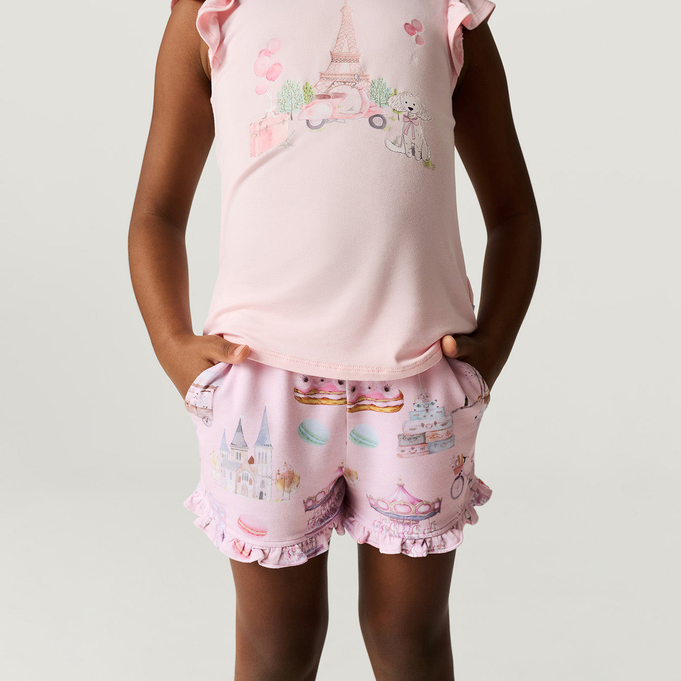 Posh Paris French Terry Ruffled Shorts