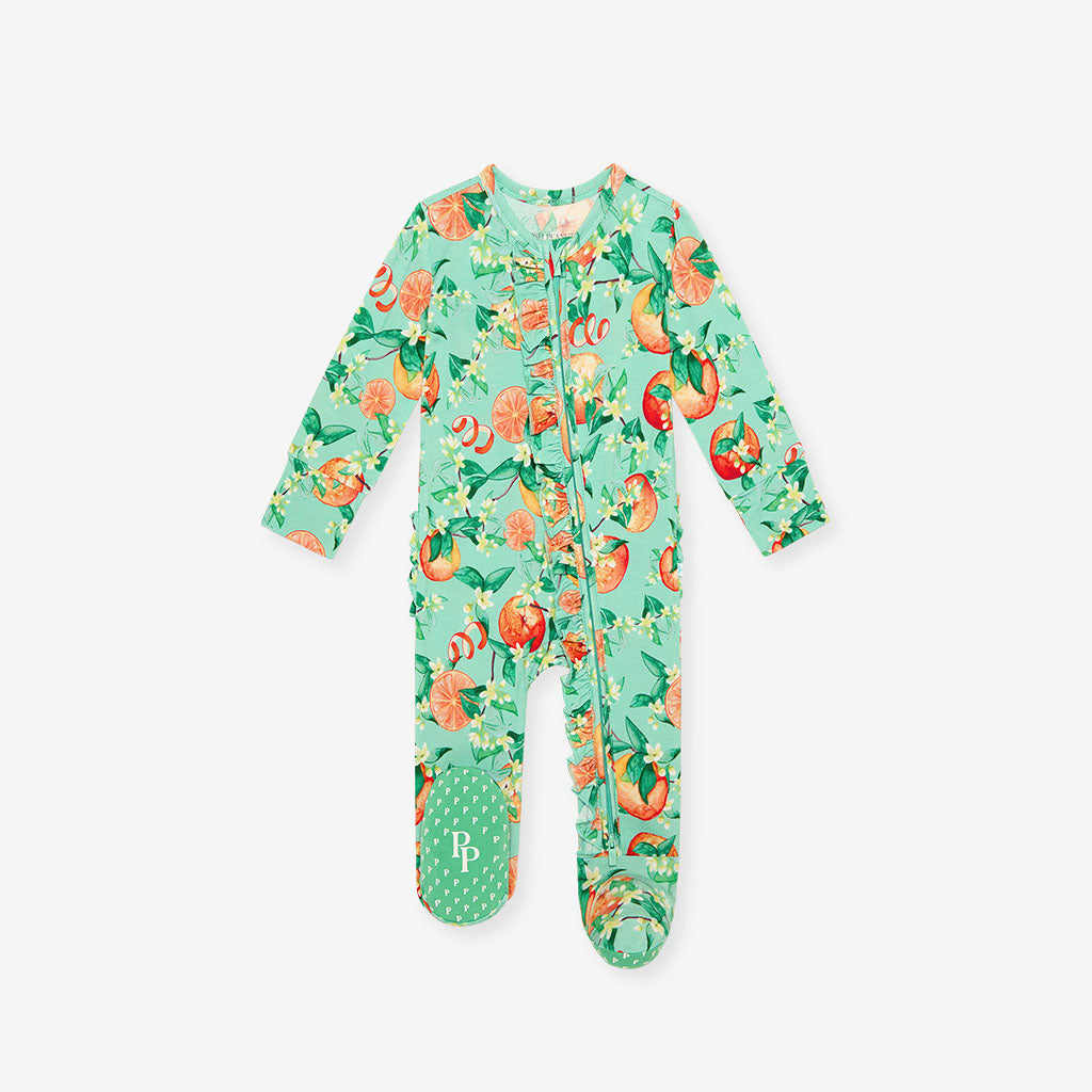 Arancia Footie Ruffled Zippered One Piece