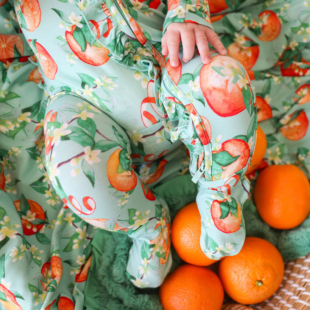 Arancia Footie Ruffled Zippered One Piece