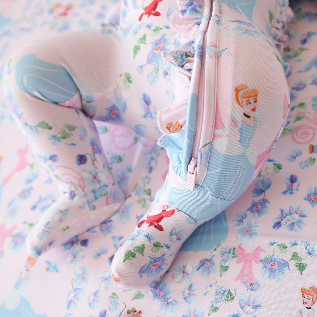 Disney Princess Cinderella Footie Ruffled Zippered One Piece
