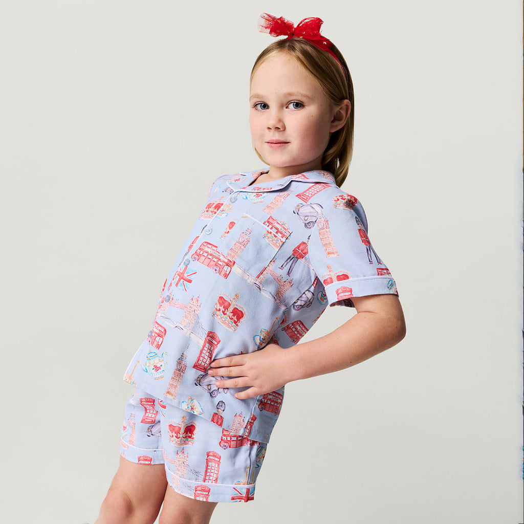 Posh London Twill Pajama Short Set
