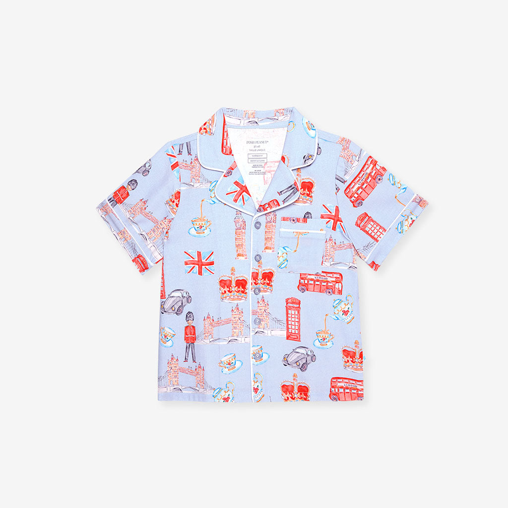Posh London Twill Pajama Short Set