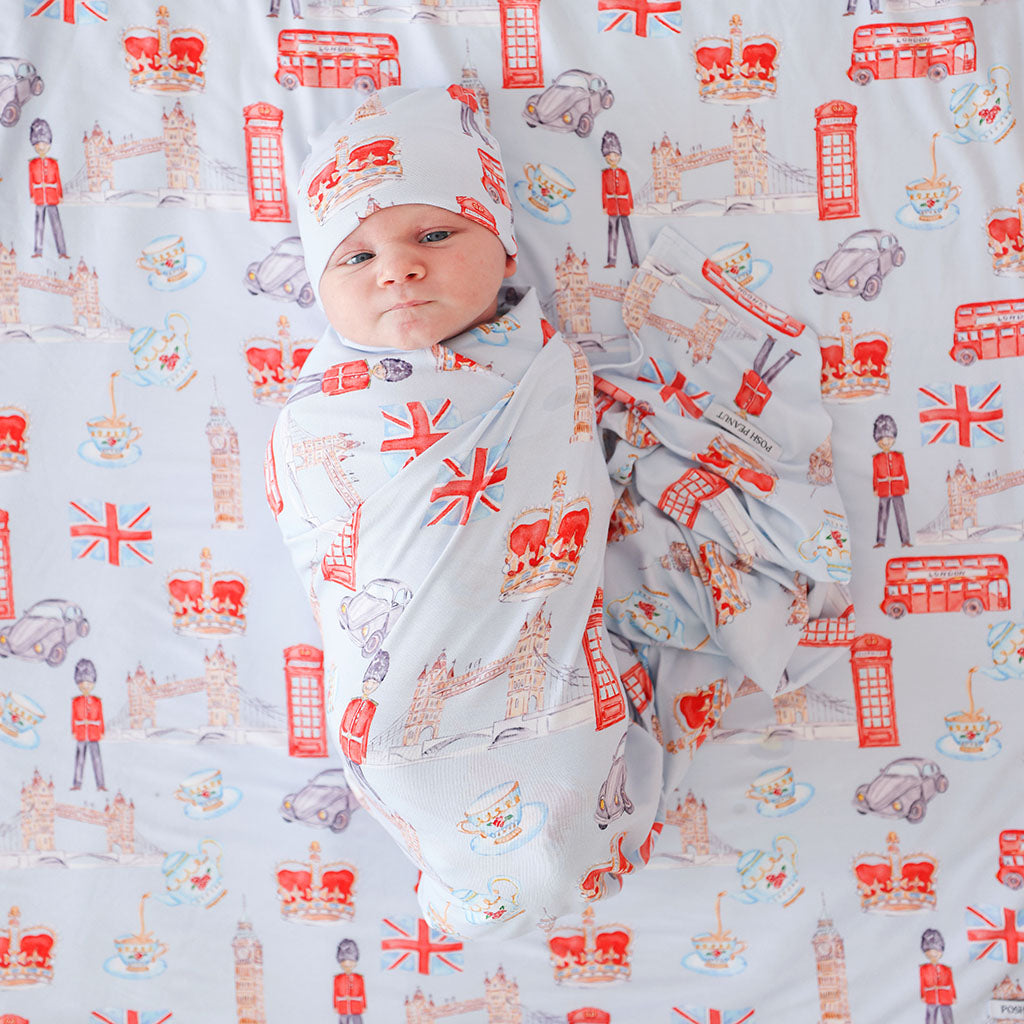 Posh London Swaddle Beanie Set