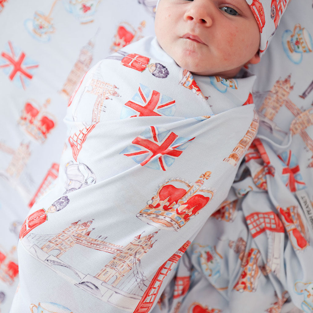 Posh London Swaddle Beanie Set