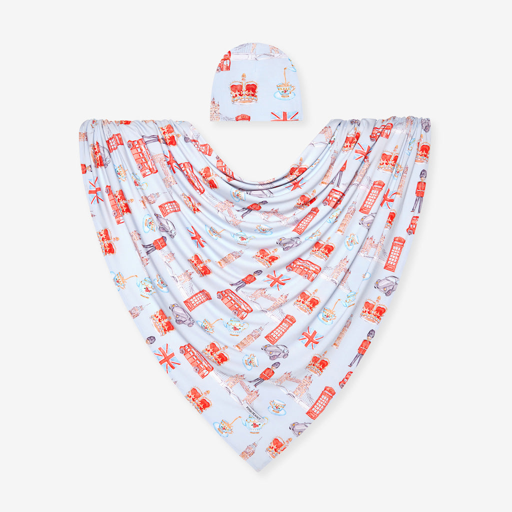 Posh London Swaddle Beanie Set
